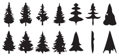 Diverse coniferous tree silhouette set for forest landscape design vector illustration eps 10 © MDRAKIBUL