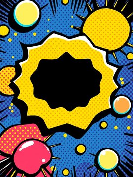 Retro comic book style cartoon pattern with bright yellow dots, comic book, fun