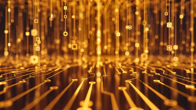 Golden Circuit Board Data Flow Abstract