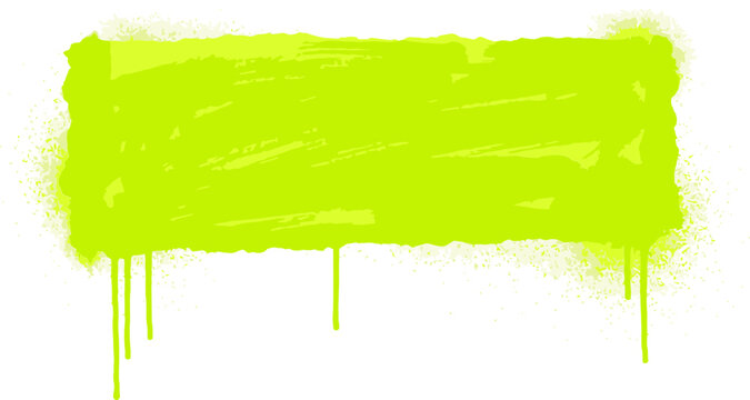 Neon lime green spray paint banner, vibrant graffiti drip texture on white background, urban street art splash vector for text and headings