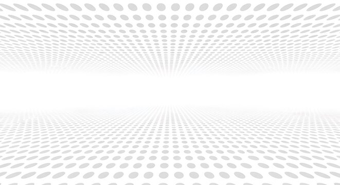 White abstract background with grey dot pattern in perspective horizon