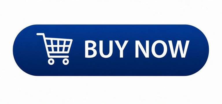 Blue shopping cart buy now button with white icon