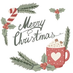 christmas greetings card with Merry Christmas design elements  © Anna