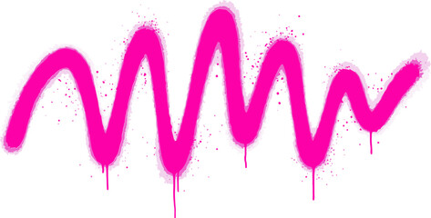 Vibrant pink graffiti spray paint wave, neon magenta urban street art squiggle with paint drips, artistic spray painted zigzag line vector © 成 sнıηяα тєηsєı ツ