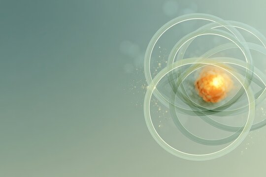Glowing energy orb surrounded by translucent, overlapping rings and particles