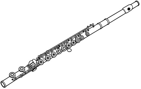flute musical instrument outline vector illustration