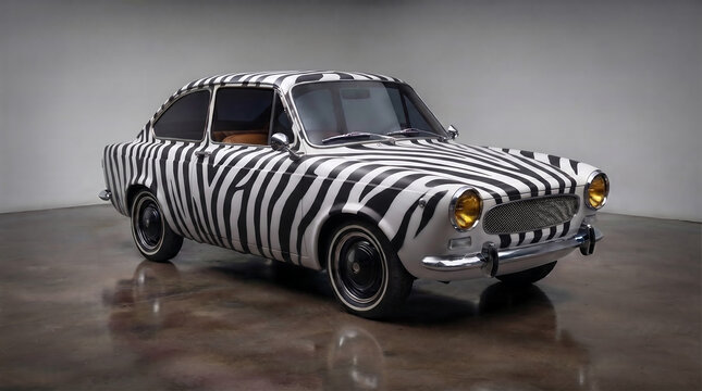 vintage car zebra skin design.