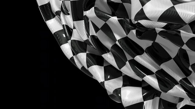 3D render of a folded racing banner with carbon weave material