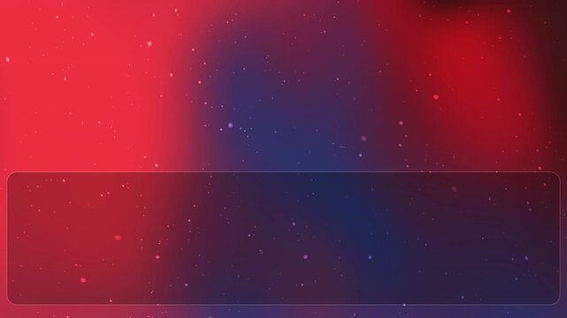 Abstract red and blue gradient background with glowing particle effect and dark banner.