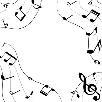 Music notes wavy pattern, vector illustration.
