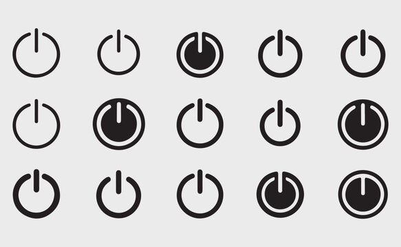  Black and white toggle switch icons set