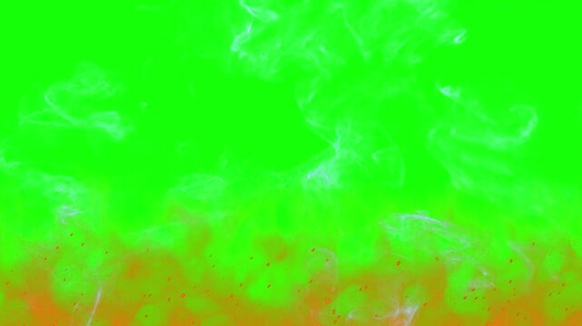 Abstract energy shockwave explosions emitting radiant white smoke clouds against vibrant green background with formations expanding rapidly energy shockwaves swirling