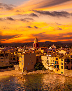 View of the city of Saint-Tropez, Provence, Cote d'Azur, a popular travel destination in Europe