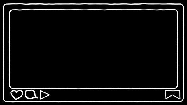 Hand Drawn White Social Media Interface Frame Animation. 4K Video