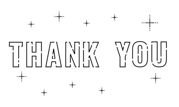 thank you, colorful line art text on white background, social media post template