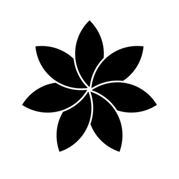 7 black leaf flower, flat vector logotype template