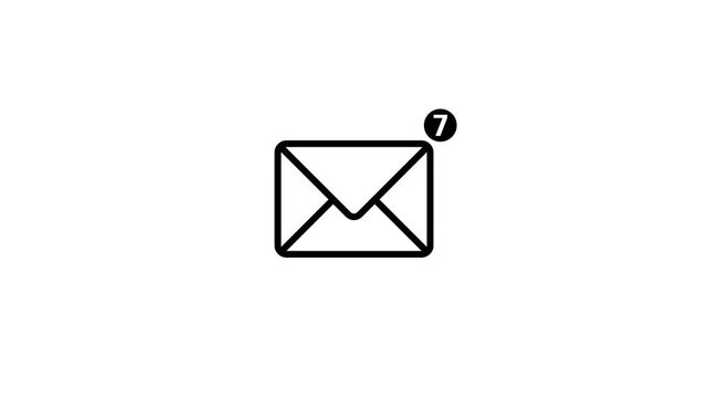 New email notification alert animation. A person receiving new message notification on their smartphone. digital envelope icon with a red alert symbol incoming email on a black background