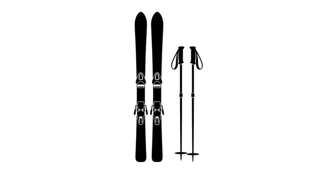 Vector illustration of ski equipment with skis and poles on a transparent background