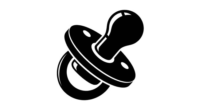 Vector illustration of black silhouette of a baby pacifier icon on a transparent background
