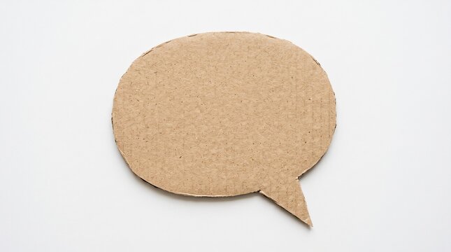A circular speech bubble made of brown cardboard paper for writing messages