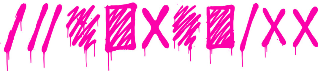 Pink graffiti spray paint elements, neon magenta street art scribbles and drips, urban grunge tag symbols set, vibrant spray painted vector shapes © Dr Nadeem