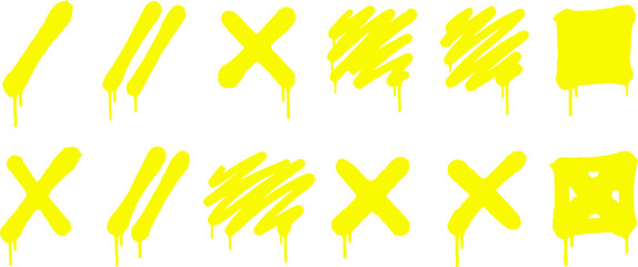 Yellow graffiti spray paint drips and splatters, urban street art brush strokes, 12 neon paint mark elements, vibrant aerosol ink textures for graphic design © Dr Nadeem