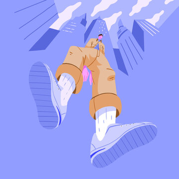 Low Angle View of Man Walking Through Modern City