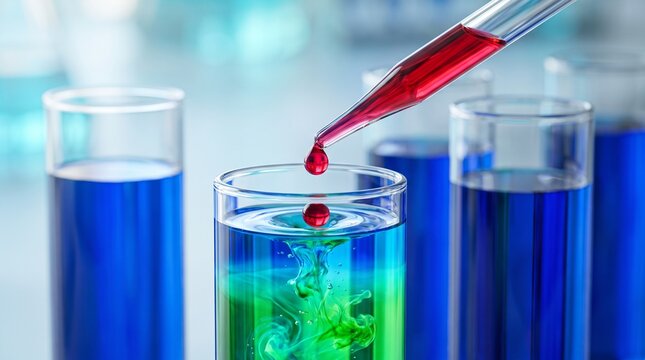 Laboratory Chemical Research with Pipette and Test Tubes for Scientific Innovation and Biotechnology Discovery