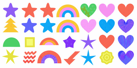 Obraz premium Geometric shapes collection colorful vector illustration on white background
