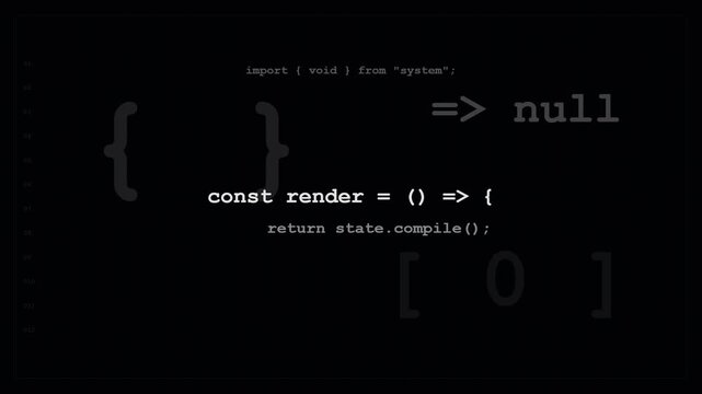 Abstract Software Code Background with JavaScript Snippets on Black
