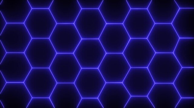 Animated background with turbulent hexagon tiles and background light, abstract wallpaper. Abstract Colorful Glowing Neon Electric hexagon animation motion graphic,