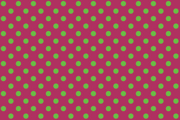 Green colour polka dots pattern over Maroon colour useful as a background. © Pisan