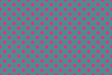 Deep Pink colour polka dots pattern over Dark Slate Gray colour useful as a background. © Pisan