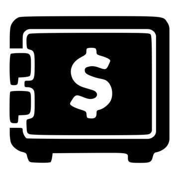 A solid metallic safe box featuring a keyhole dial and a bold dollar emblem, representing secure bank vaults, protected assets, and corporate savings storage