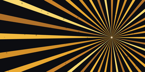 Fototapeta premium Abstract sunburst background with radial golden lines and texture effect.