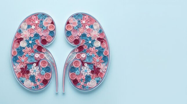 Artistic paper quilling of human kidneys
