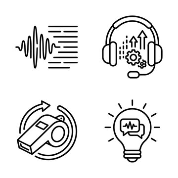 AI Voice Technology Icon Set Speech Recognition Assistant