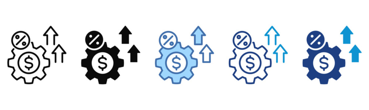 Cost Efficiency icon set multiple style collection
