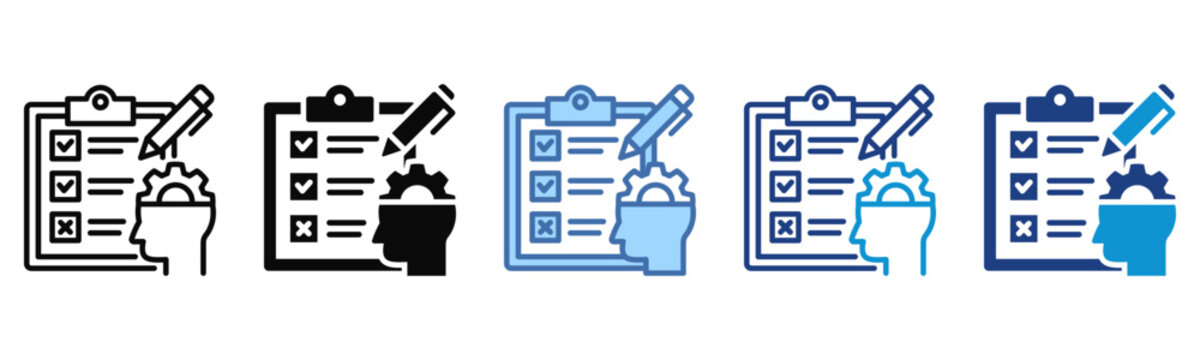 Skill Assessment icon set multiple style collection