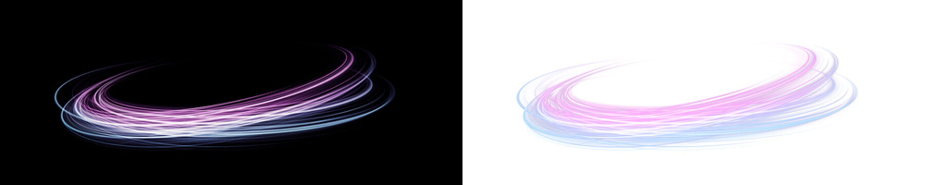 Glowing Energy Rings Swirling in Motion. Bright Circular Light Vortex.