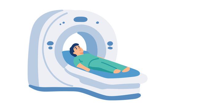 mri scan examination flat vector illustration