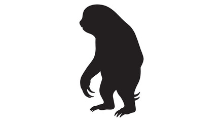 Fototapeta premium Sloth Silhouette On White Background animal mammal
