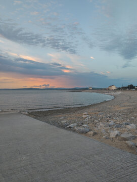 The coast line at Morecambe at sunset.