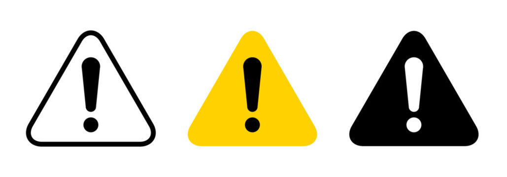 Warning set of warningtriangle danger icon set, emergency notice symbol, risk prevention