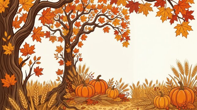 Autumn Pumpkin Border