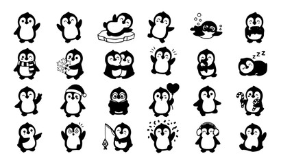 Cute Penguin Cartoon Line and Color Vector Illustration Collection © MdBanna