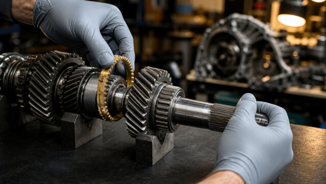 Manual Transmission Synchronizer Ring Installation On Gearshaft