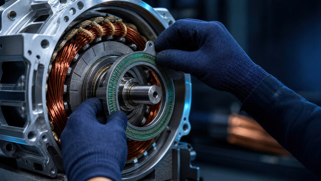 Traction Motor Resolver Sensor Installation With Copper Stator Windings