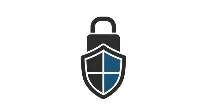 Shield icon featuring a dual tone padlock design represents robust digital defense and encryption.
