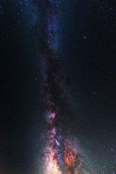 Colorful bright Milky Way galaxy on the starry sky.